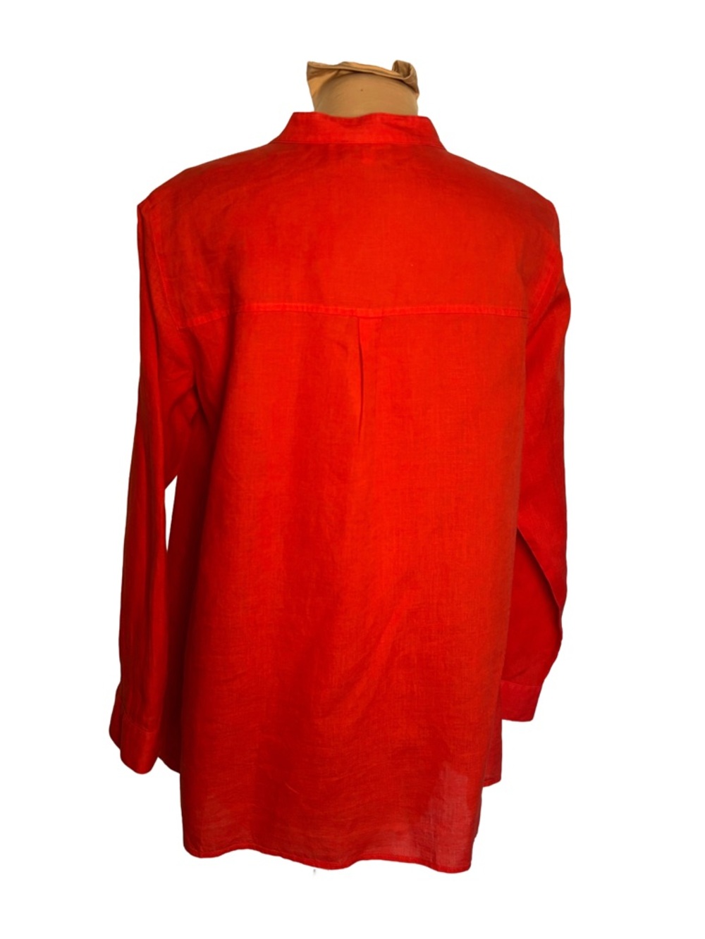 Eileen Fisher Red 100% Irish Linen Button Front Shirt Tunic Long Sleeve M - Picture 6 of 10
